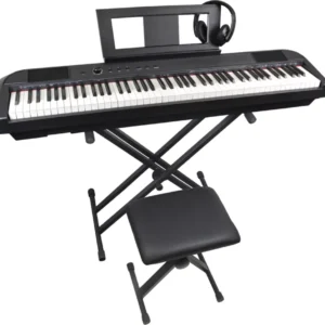 AXUS AXD55 88-Key Digital Piano Bundle with Stand, Stool and Headphones - Black