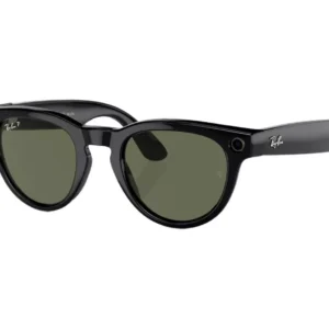 RAY-BAN Meta Headliner (Standard) Smart Glasses - Shiny Black  Polarised G15 Green