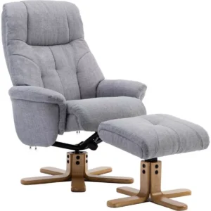 TEKNIK Denver Luxury Fabric Reclining Executive Chair with Footstool - Light Grey