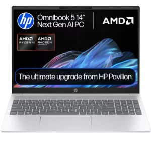 HP OmniBook 5 NGAI 16" Laptop, Copilot+ PC - AMD Ryzen AI 7, 512 GB SSD, Glacier Silver