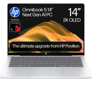 HP OmniBook 5 NGAI 14" Laptop - Snapdragon X1, 512 GB SSD, Glacier Silver