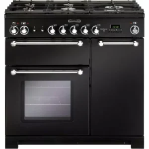RANGEMASTER Kitchener KCH90DFFBL C Dual Fuel Range Cooker - Black & Chrome
