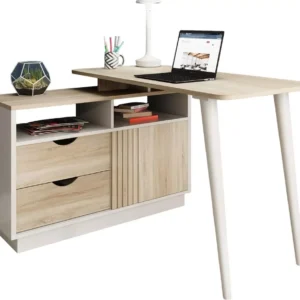 TEKNIK 7700006 Bridge Desk - White & Oak Effect