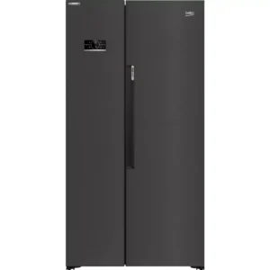 BEKO HarvestFresh ASL1442VPZ American-Style Fridge Freezer - Black Steel
