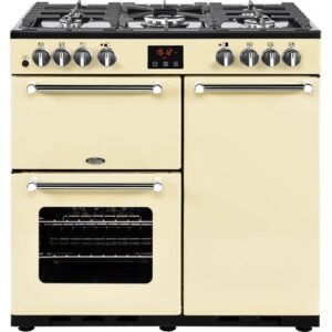 BELLING Kensington 90DFT Dual Fuel Range Cooker - Cream & Chrome