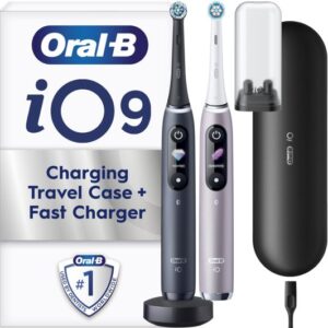 ORAL B iO 9 Electric Toothbrush - Black Lava & Rose Quartz Duo