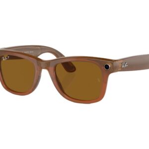 RAY-BAN Meta Wayfarer (Standard) Smart Glasses - Shiny Caramel Transparent  Polarised Brown